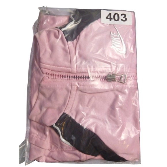 Nike Black & Pink Long Sleeve Zippered Sweater Size M  5-6 Years EmbroLogo #403C - Picture 7 of 7